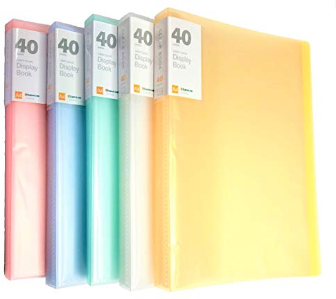 KAHEIGN 5Pcs A4 PP Sichtbuch, 40 transparente Taschen Präsentationsbuch aus massivem Polypropylen Projektordner Präsentationsordner Klare Abdeckung für Broschüren Berichte Zertifikate (5 Farben)