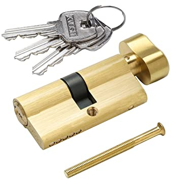 Solid Brass Lock Cylinder with 3 Brass Keys 63mm Door Lock Cylinder Replacement