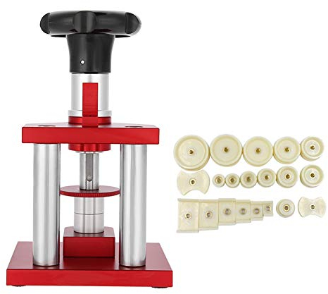 Uhrenpresse, Uhr Presse Set für Uhren Reparatur,18 mm bis 50 mm, mit 20 Stanzschablonen Set zum Schließen und Abbrechen der Uhrenrückseite, Verschließmaschine, Bankwerkzeug, Kristalllünette