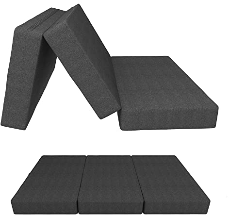 POKAR Klappmatratze 3-teilige Faltmatratze Camping Matratze Gästematratze Feldbett Klappbett Gästebett Bodenmatratze Schlafmatratze 120 x 195 x 15 cm, Anthrazit