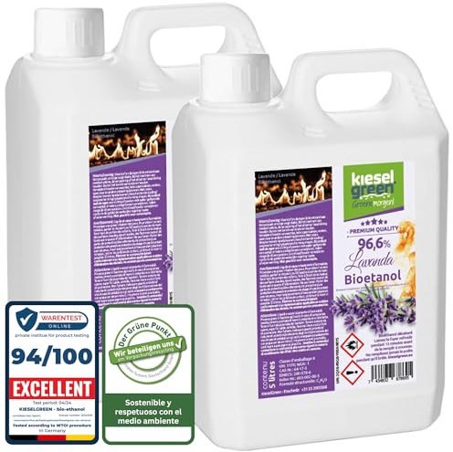 KieselGreen Bioetanol 10 Litros con Fragancia para Chimenea de Etanol, Muchas Variedades – Bioalcohol como Fragancia de Ambiente – Estufas de Bioetanol, Biochimenea Etanol, Ethanol (L10)