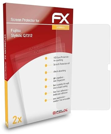 atFoliX Panzerfolie kompatibel mit Fujitsu Stylistic Q7312 Schutzfolie, entspiegelnde und stoßdämpfende FX Folie (2X)