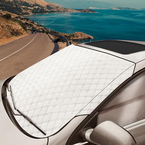 Frontscheibenabdeckung Winter, Auto Winter Windschutzscheibenabdeckung,Windschutzscheibe Abdeckung Faltbare,Frontscheibenabdeckung Für Die Gegen Schnee EIS Frost Staub Sonne,145×98 cm