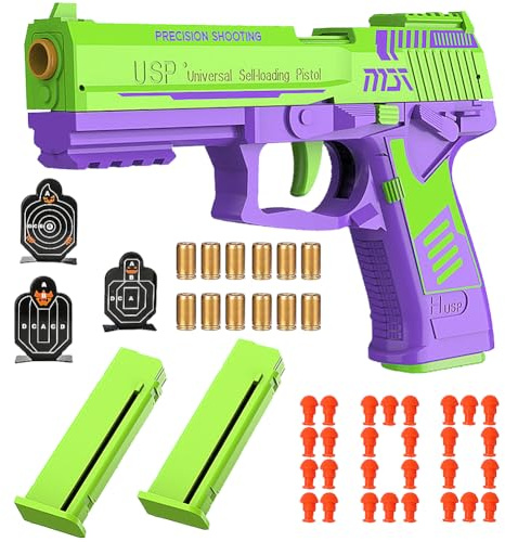 Dreamplay Shell Ejecting Toy Gun, Automatic Pull Back Action Shooting Games Education Model Toy for Kids Gifts
