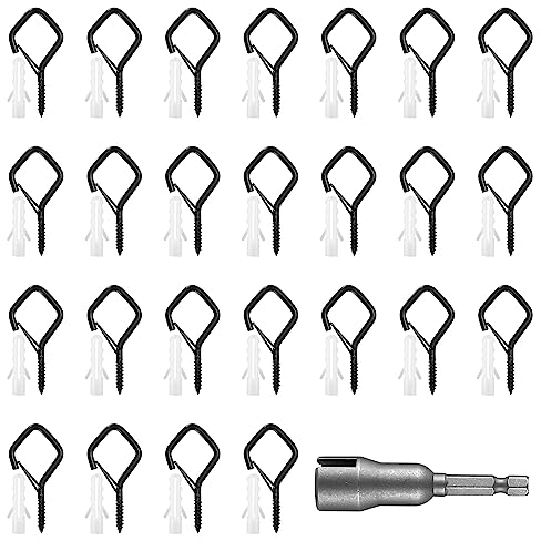 25 Pcs Screw Hooks for Outdoor Screw in Hooks, Cup Hook Eye Hook with Safety Buckle Design for Hanging Plants Fairy Lights Christmas Lights Bird Feeder, on Wall Ceiling Hook - Rhombus