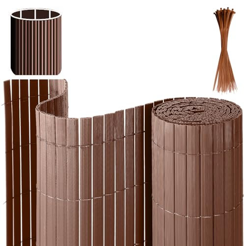 Izrielar Esterilla de protección visual de PVC, 120 x 400 cm, color marrón para balcón, valla con bridas, revestimiento de balcón, refuerzo de 3 pesos, protección contra el viento, balcón, valla de
