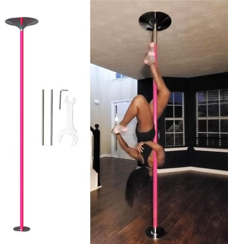 Hsivtns Profi Tanzstange, Pole Dance Stange, Strip Stange statisch & spinnend Pole Dance Stange Edelstahl höhenverstellbar Tanzstange Ohne Bohren für Anfänger