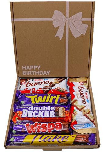 Happy Birthday Chocolate Gift Box Hamper, Celebration Box For Him and Her, Birthday Treats For Children, Full Sized Bars, Letterbox Friendly, 18th, 21st, 25th, 30th