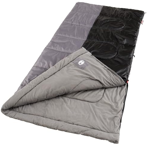 Coleman Biscayne Big & Tall 40°F Sleeping Bag, Fits Adults up to 6ft 4in Tall, No-Snag Zipper with Stuff Sack, Machine Washable
