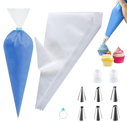 Vesone Sacchetti per tubazioni da forno, Sacchetti per decorare torte, Sacchetti per glassa per torte, Set di sac à poche multifunzionali per torte, kit per decorazione torte con 100 sac à poche,