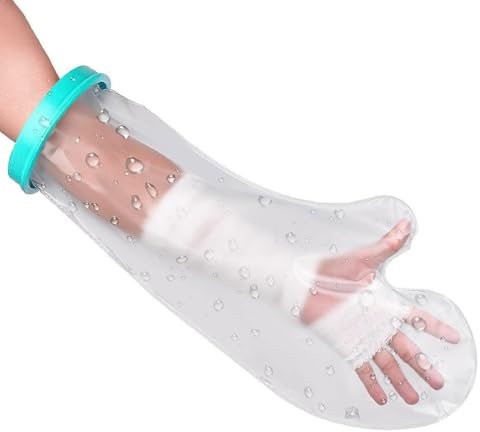 Protege Bras Platre, Protection Bras Douche Adulte, Protection Pansement Imperméable Réutilisable, Bandage en Douche, Protection Étanche pour Platre, pour Douche, Poignets, transparent