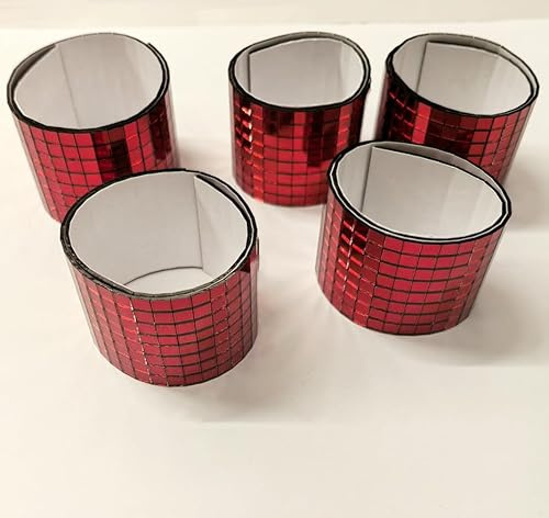 Vinröd självhäftande glasspegelmosaik, 2 400 st 5 x 5 mm spegelplattor för gör-det-själv discoboll, cowboyhatt, vas, flaska, inredning