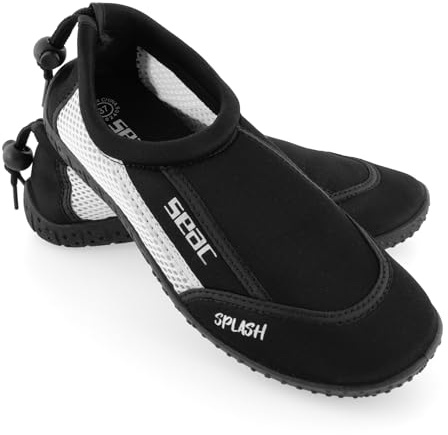 SEAC Splash, Chaussures de Rocher pour Adultes et Enfants, Chaussures à séchage Rapide pour la mer, la Plage et la Piscine, Noir/Blanc, 35