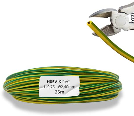 HALOTEC Cavo Unipolare Flessibile (H05V-K 1x0,75 mm² Giallo-Verde)