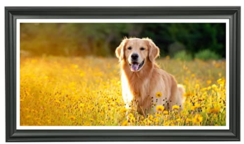 Cornice portafoto in legno massiccio nero, 30,5 x 58,4 cm, adatta per 30,5 x 58,4 cm senza passepartout e 28 x 56 cm con passepartout panoramica, poster, pittura, foto di gruppo, puzzle