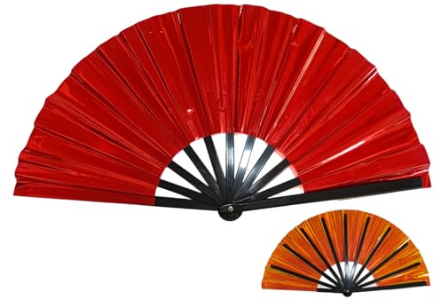 Fan à Main 13.4x24.8 Pouces Holographie pliants Fans de Main en Vrac avec Les Couleurs Lasers Mécanisme de Clap pour Les fêtes Danse et Les Fans pour Femmes