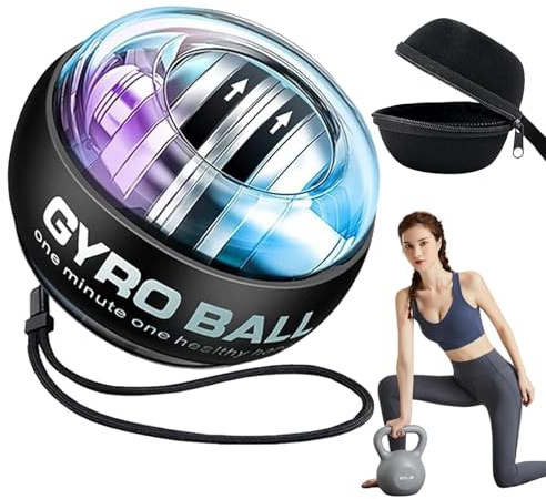2025 New Curaball Torque Ball, Curaball Hand Exerciser, Gyro Ball with LED Lights and Portable Case, Hand Gripper Strengthener, Grip Strength Trainer for Strengthen Arms, Fingers, Bones and Muscles