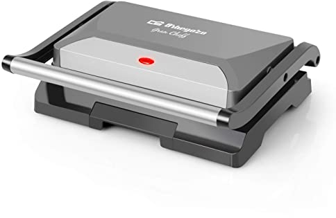 Orbegozo GR 3200 - Grill de acero inoxidable, placa antiadherente, bandeja recoge salsas, indicador luminoso, 800 W
