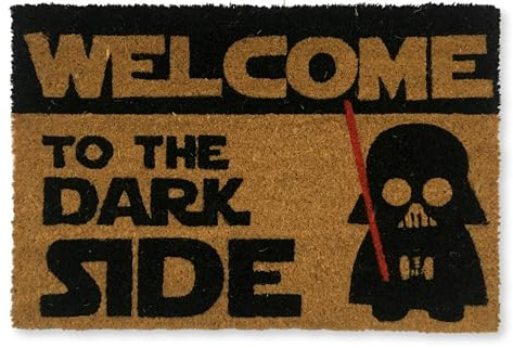 KOKO DOORMATS Zerbino Ingresso casa - Tappeto divertenti in fibra di cocco e base antiscivolo da PVC, da esterno e interno con misure 40x60cm (Welcome to the Dark Side)