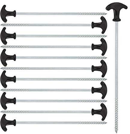 Sardine à Visser, Lot de 24, piquets avec Filetage, Acier, Sardines de Sol, pour Tente ou pavillon, 31 cm, Noir