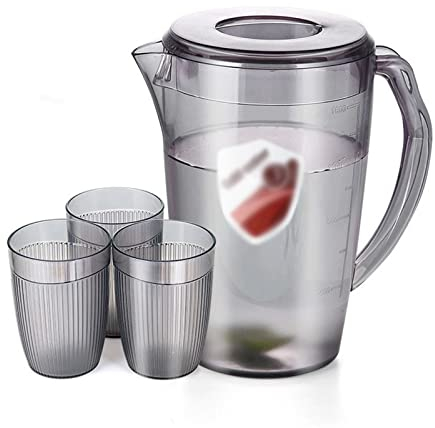 Jus Carafe d'eau Pichet d'eau froide Jeu de pichet d'eau plastique ménage eau froide eau tasse résistant à la chaleur bouilloire haute capacité tasse à froid Thé Cruche ( Color : 2200L--Grey )