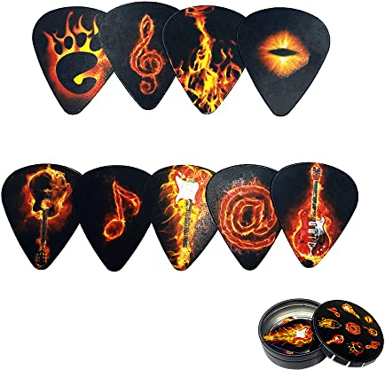 DCQQ 12 Stück Gitarren Picks Set für Ihre Akustik Ukulele Elektro oder Bassgitarre für Gitarre mit 3 Arten Dicke Guitar Picks 0,46 mm 0,71 mm 0,96 mm Inklusive Guitar Picks Organizerbox