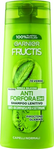 Garnier Fructis Shampoo Lenitivo 2in1, Per Capelli Normali, Azione Antiforfora, Con Tè Verde e Piroctone Olamina, 250 ml