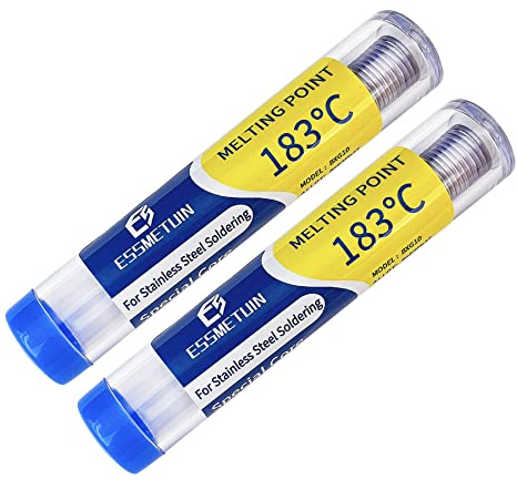 Essmetuin Special Core Solder Wire For Stainless Steel/Nickel Sheet/Zinc Flake/Copper/Iron Sheets/Aluminum Soldering, Multifunctional Core Solder Wire 1.0mm(0.04in) 1.4oz/2pack