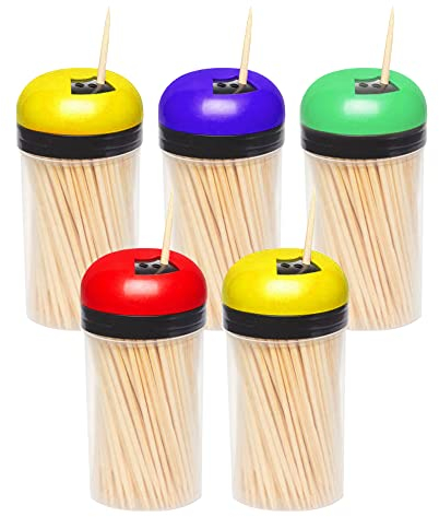 Wooden Toothpicks Wooden Cocktail Teeth Cleaner Wood Dental Sticks Wooden Sticks Pickup Fruits Cherry Cheese Parties Sticks Floss Picks Food Sticks Flossers Bamboo Skewers Cocktail Sticks (Pack of 5)