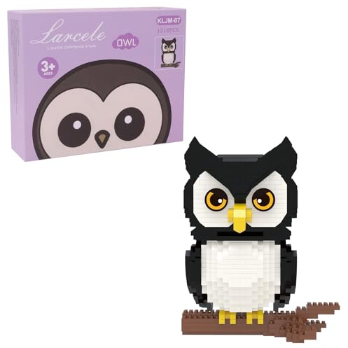 Larcele Set di 1216 micromattoncini da costruzione, mini mattoni da costruzione KLJM-07 (gufo)