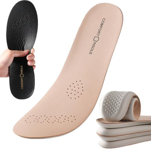 2 Paia Solette in vera pelle in memory foam per uomo e donna, solette traspiranti e confortevoli per scarpe da ginnastica, stivali, scarpe in pelle - per la vita di tutti i giorni e il lavoro