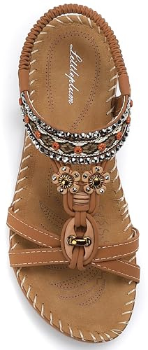 Littleplum Sandales Plats Femme Été Confortable Mode Tong Plage Claquettes,B Marron,40 EU