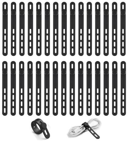 Bridas Cables de Silicona 30 Piezas Bridas Reutilizables para Cables Negro Sujeta Cables Elásticas para Organizar y Almacenar Cables de Carga, Cables de Audio