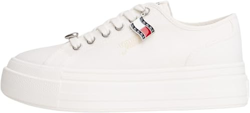Tommy Jeans Tjw Flatform - Tenis para Mujer, EN0EN02959, Parte Superior Baja, Color Blanco (Crudo), 3.5 UK