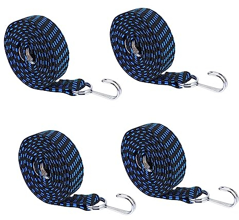 GRIRIW 4pcs Adjustable Elastic Rope with Hook Heavy Duty Cargo Straps for Camping Luggage Motorcycle Trailer Durable Binding Belts for Secure Transport