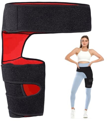 Hip Support for Men and Women,1PCS Hip Brace for Sciatica Pain Relief,Thigh Support for Hip Pain (Black Red)