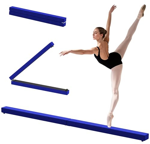 HOMCOM 2.1M 7FT Gymnastics Folding Balance Beam Home Gym Training Exercise Sports - Blue