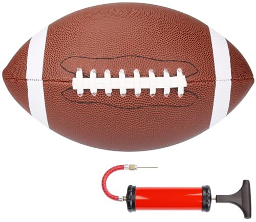 NiuXTool Official & Junior Size Football, PU Leather American Football with Deep Pebble Grip, Youth & Adult Training Football with Pump for Practice & Game Play (Official Size (Ages14+))