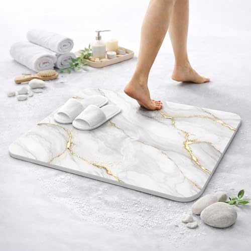 Alfombra Diatomita Baño 60 x 40 cm | Absorbente y Antideslizante | Marfil