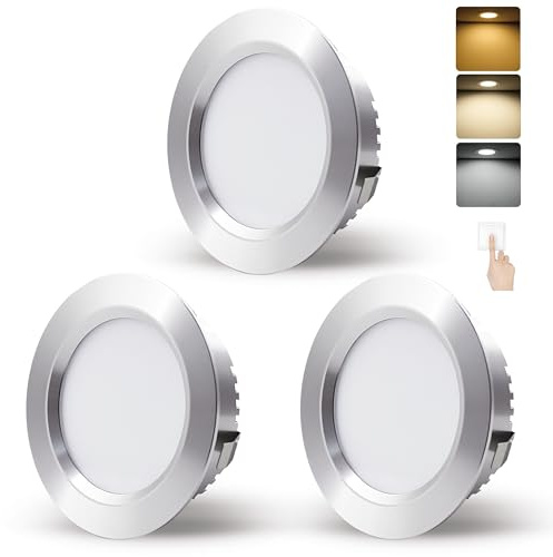 LED Einbaustrahler 230V 5W LED Spot 68-75mm EinbauØ und 20mm Flach,IP44 Einbauleuchten Einbauspots Warmweiß Neutralweiß Kaltweiß Deckenspots für Wohnzimmer Badezimmer Küche,3er Set (Silber, 3er Set)