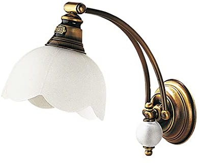 Licht-Erlebnisse Jugendstil Wandlampe Glas Schirm in Weiß Messing wohnlich TOBSYN Wandleuchte Wohnzimmer Flur