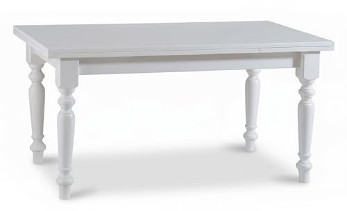Mar.c.a. Design - Tavolo Rettangolare Allungabile da 140 a 220 cm con Gambe Tornite - Tavolo in Legno Massello 140x80x78 cm - Arte Povera Made in Italy