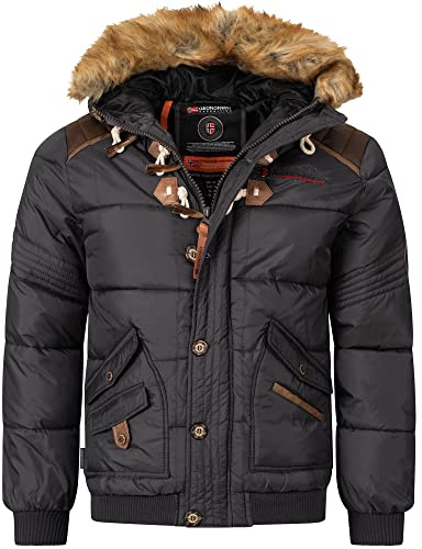 Geographical Norway Quiltad jacka för män, fodrad varm anorak – utomhus SKI snowboardjacka för vinter/höst i bunt med UD-mössa