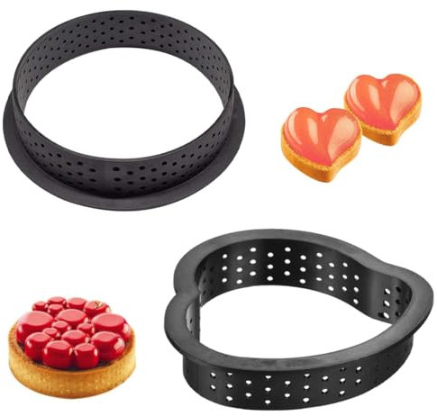 GXGM 2 Pezzi Anello Crostata Forato,Mousse Torta Rotonda Muffa Cottura Dessert Strumento Di Decorazione Crostate Anelli Forati,Riutilizzabile Tondo Da Plastica Perforato Cottura Accessori