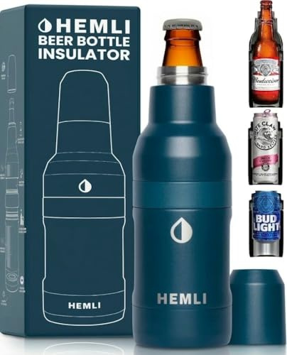 Beer Bottle Cooler & Can Insulator Sleeve – 12-Hour Cold Retention, Lock-In Fit, Scratch-Resistant Powder Coat, Fits Beer Bottles, Cans & Slim Cans, Beer Gift Accessories for Men