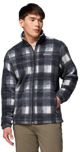 Columbia Men's Steens Mountain Printed Jacket, Full Zip Fleece Jacket, Chalk Omblur, XL