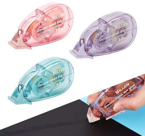 3Pcs Cinta Pegamento Roller, 10m x 8mm Celo Doble Cara, Cinta Adhesiva Doble Cara Transparente Dispensador para Álbumes de Recortes, Fotos, Oficinas y Escuelas