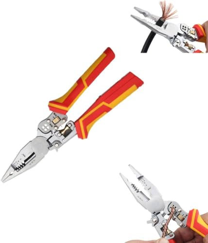 Pinza spelafili Twister con funzione di misurazione dell'elettricità, forbici spelafili multifunzione 9 in 1 con test elettrico, per spelare, piegare, tagliare, tirare, avvolgere, dividere
