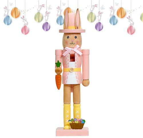 Figura de cascanueces de Pascua, estatua de cascanueces de conejo de 12 pulgadas, decoración de Pascua, accesorios de escena de primavera para interiores y exteriores, figura coleccionable para jardín