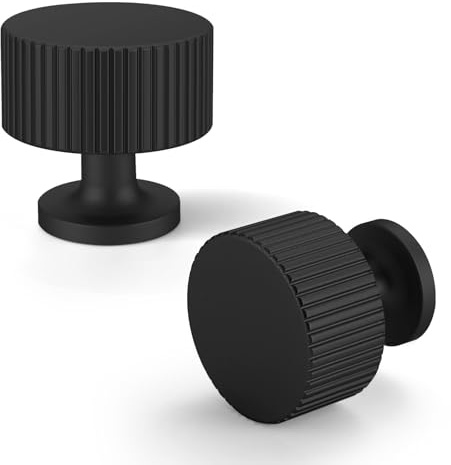 FAPUAL 10 Pack Matte Black Cabinet Knobs for Kitchen Cabinets and Dresser Drawers，Round Single Hole Hardware Handles Pulls，Cupboard Drawer Knob